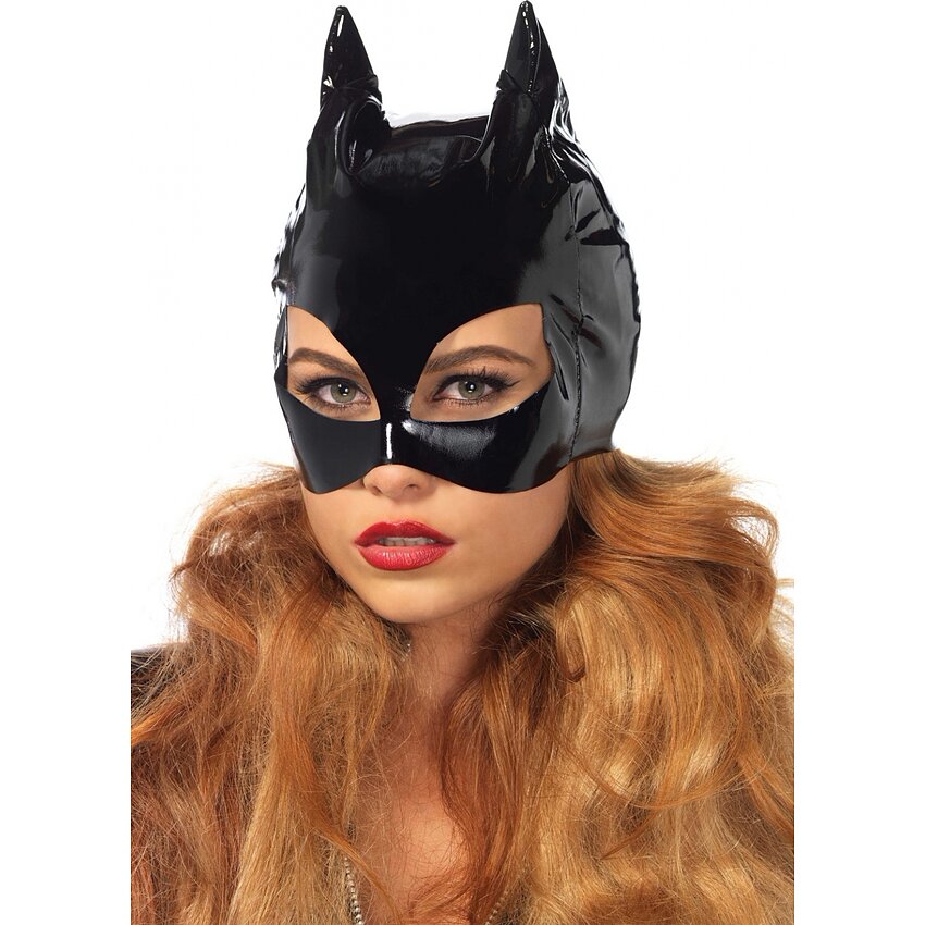 Vinyl Cat Woman Mask Negru